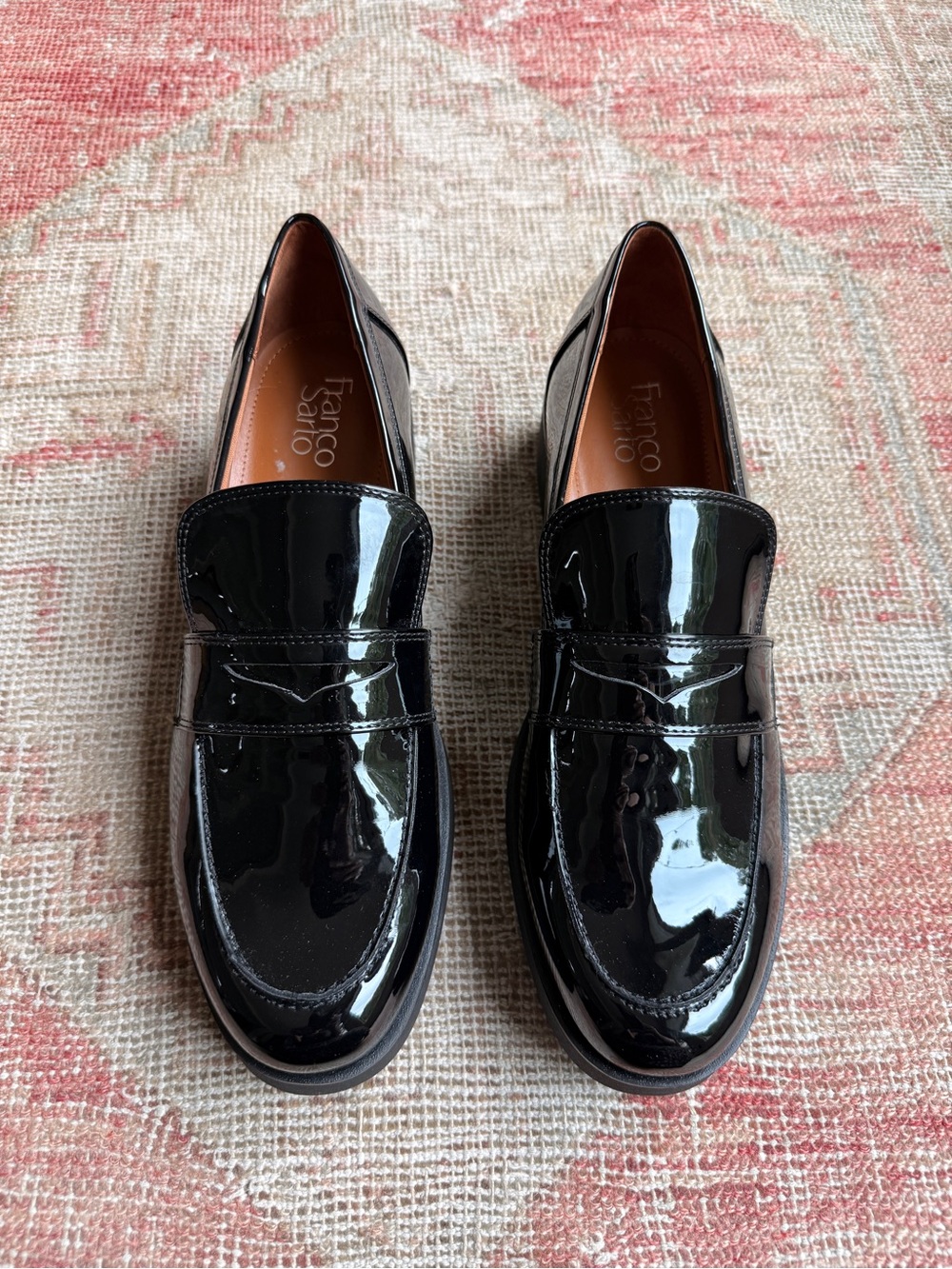 Franco Sarto chunky Black Patent Leather Penny Loafers - Picture 4 of 4